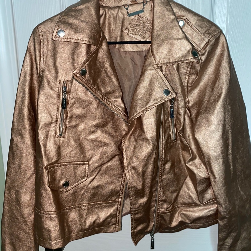 Rose gold leather jacket